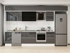 Alvinka 380X240 Cm High Gloss Mutfak Dolabı Mb-E90S40S50-3 High Gloss | Antrasit - Mdf