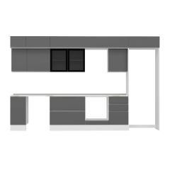 Alvinka 380X240 Cm High Gloss Mutfak Dolabı Mb-E90S40S50-3 High Gloss | Antrasit - Mdf