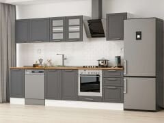 Alvinka 290X210 Cm Klasik Mebran Mutfak Dolabı Beyaz Beyaz M-E80S40S50-3 Mebran | Antrasit - Mdf