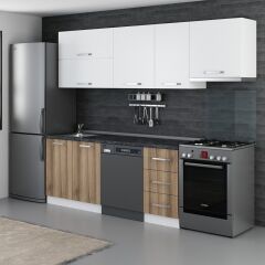 Minar 255 Cm Mutfak Dolabı Beyaz Dore 255-D15