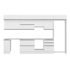 Alvinka 390X240 Cm High Gloss Mutfak Dolabı Mb-E90S40S60-1 High Gloss | Beyaz - Suntalam