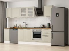 Alvinka 290X210 Cm Klasik Mebran Mutfak Dolabı Beyaz Beyaz M-E80S40S50-3 Mebran | Kumtaşı - Mdf