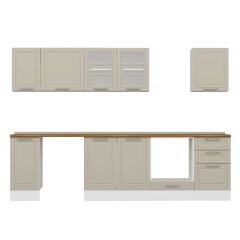 Alvinka 290X210 Cm Klasik Mebran Mutfak Dolabı Beyaz Beyaz M-E80S40S50-3 Mebran | Kumtaşı - Mdf