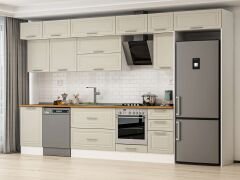 Alvinka 385X240 Cm Klasik Mebran Mutfak Dolabı Beyaz Beyaz Mb-E90S50S45-2 Mebran | Kumtaşı - Mdf