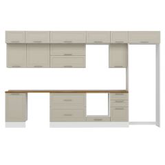 Alvinka 385X240 Cm Klasik Mebran Mutfak Dolabı Beyaz Beyaz Mb-E90S50S45-2 Mebran | Kumtaşı - Mdf