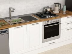 Alvinka 300X210 Cm Klasik Mebran Mutfak Dolabı Beyaz Beyaz M-E80S40S60-1 Mebran | Beyaz - Suntalam