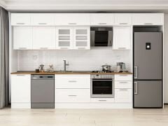 Alvinka 385X240 Cm Klasik Mebran Mutfak Dolabı Beyaz Beyaz Mb-E90S50S45-3 Mebran | Beyaz - Suntalam