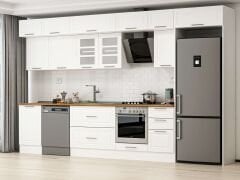 Alvinka 385X240 Cm Klasik Mebran Mutfak Dolabı Beyaz Beyaz Mb-E90S50S45-3 Mebran | Beyaz - Suntalam