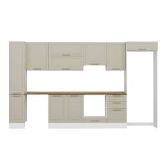 Alvinka 380X222 Cm Klasik Mebran Mutfak Dolabı Mbb-E90B40S50-1 Mebran | Kumtaşı - Suntalam