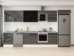 Alvinka 400X222 Cm High Gloss Mutfak Dolabı Mb-E80S60S60-3 High Gloss | Antrasit - Suntalam