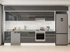 Alvinka 390X240 Cm High Gloss Mutfak Dolabı Mb-E90S40S60-1 High Gloss | Antrasit - Suntalam