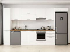 Alvinka 380X222 Cm Klasik Mebran Mutfak Dolabı Mbb-E90B40S50-1 Mebran | Beyaz - Mdf