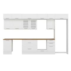 Alvinka 385X240 Cm Klasik Mebran Mutfak Dolabı Beyaz Beyaz Mb-E90S50S45-3 Mebran | Beyaz - Mdf