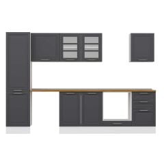 Alvinka 310X210 Cm Klasik Mebran Mutfak Dolabı Mb-E90B50S50-3 Mebran | Antrasit - Suntalam