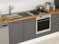 Alvinka 300X210 Cm Klasik Mebran Mutfak Dolabı Beyaz Beyaz M-E80S40S60-1 Mebran | Antrasit - Mdf