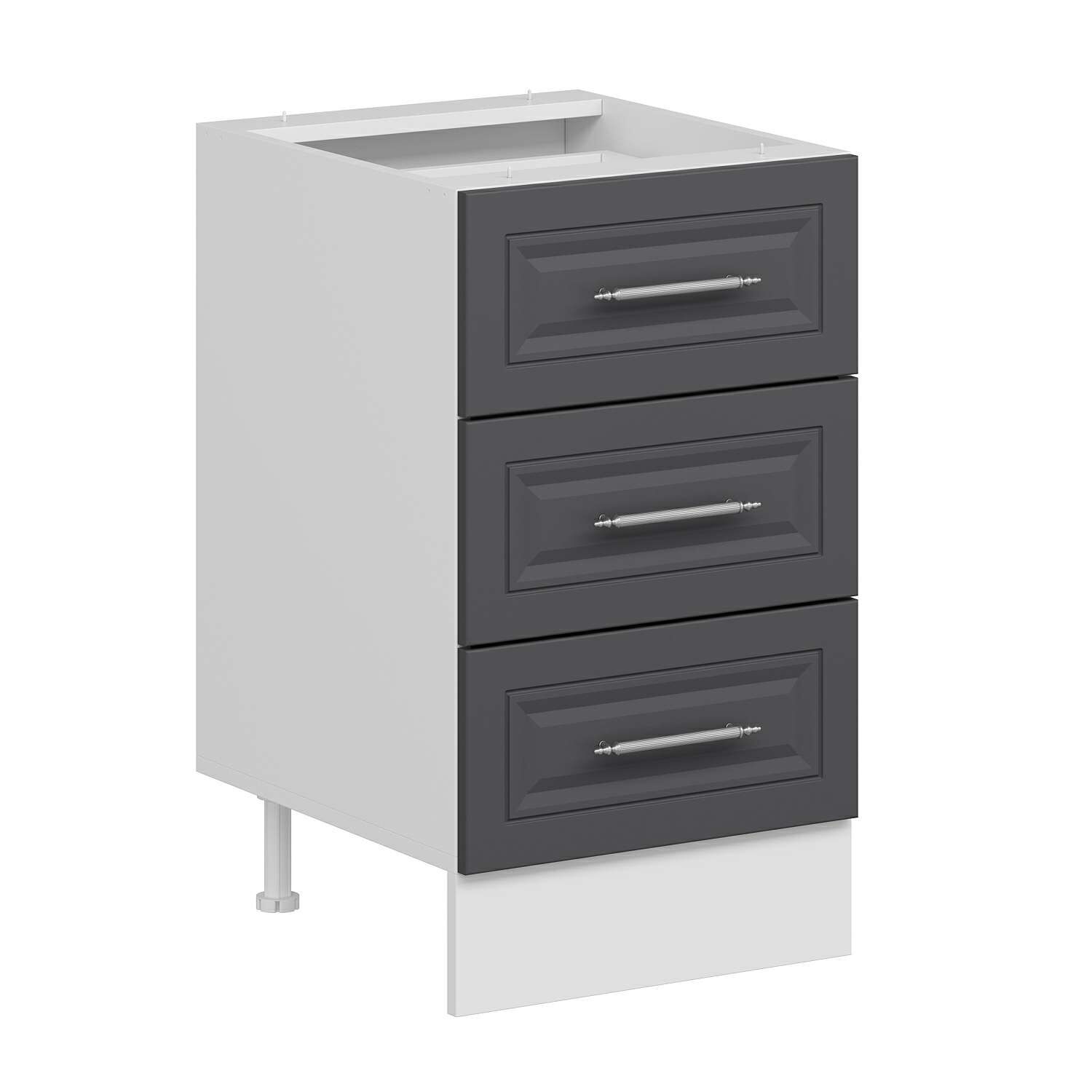 Alvinka Mutfak Modül Mbr_C Alt 3Ç Nray 50Cm Dolap Beyaz Antrasit Mdf