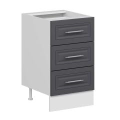 Alvinka Mutfak Modül Mbr_C Alt 3Ç Nray 50Cm Dolap Beyaz Antrasit Mdf