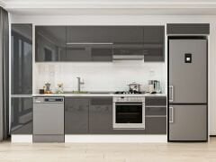 Alvinka 360X222 Cm High Gloss Mutfak Dolabı Mbb-E80B40S40-1 High Gloss | Antrasit - Suntalam