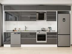 Alvinka 390X240 Cm High Gloss Mutfak Dolabı Mb-E90S40S60-2 High Gloss | Antrasit - Suntalam