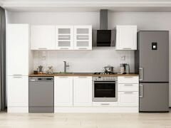 Alvinka 310X210 Cm Klasik Mebran Mutfak Dolabı Mb-E90B50S50-3 Mebran | Beyaz - Mdf