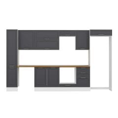 Alvinka 380X222 Cm Klasik Mebran Mutfak Dolabı Mbb-E90B40S50-2 Mebran | Antrasit - Suntalam