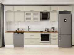 Alvinka 385X240 Cm Klasik Mebran Mutfak Dolabı Beyaz Beyaz Mb-E90S50S45-3 Mebran | Kumtaşı - Mdf