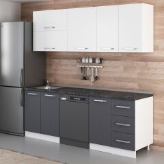 Minar 220 Cm Mutfak Dolabı Beyaz Antrasit 220-A10