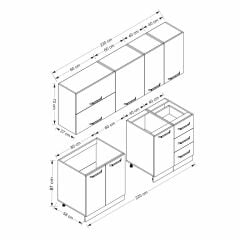 Minar 220 Cm Mutfak Dolabı Beyaz Antrasit 220-A10