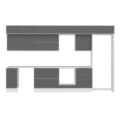 Alvinka 390X240 Cm High Gloss Mutfak Dolabı Mb-E90S40S60-2 High Gloss | Antrasit - Mdf