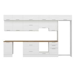 Alvinka 390X240 Cm Klasik Mebran Mutfak Dolabı Beyaz Beyaz Mb-E90S50S50-1 Mebran | Beyaz - Suntalam