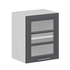 Alvinka Mutfak Modül Mbr_C Üst 1Dk1R 50-H60Cm Dolap Cam Beyaz Antrasit