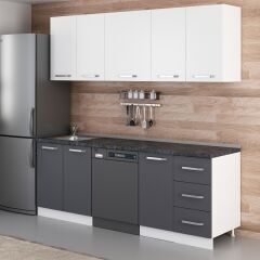 Minar 220 Cm Mutfak Dolabı Beyaz Antrasit 220-A11