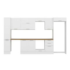 Alvinka 380X222 Cm Klasik Mebran Mutfak Dolabı Mbb-E90B40S50-2 Mebran | Beyaz - Mdf