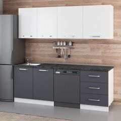 Minar 220 Cm Mutfak Dolabı Beyaz Antrasit 220-A12