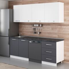 Minar 220 Cm Mutfak Dolabı Beyaz Antrasit 220-A12