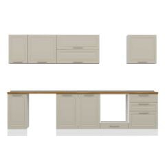 Alvinka 300X210 Cm Klasik Mebran Mutfak Dolabı Beyaz Beyaz M-E80S40S60-2 Mebran | Kumtaşı - Suntalam