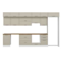 Alvinka 390X240 Cm Klasik Mebran Mutfak Dolabı Beyaz Beyaz Mb-E90S50S50-1 Mebran | Kumtaşı - Suntalam