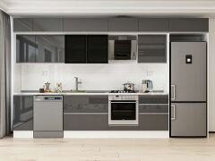 Alvinka 390X240 Cm High Gloss Mutfak Dolabı Mb-E90S40S60-3 High Gloss | Antrasit - Suntalam