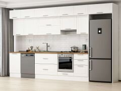 Alvinka 390X240 Cm Klasik Mebran Mutfak Dolabı Beyaz Beyaz Mb-E90S50S50-1 Mebran | Beyaz - Mdf