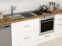 Alvinka 390X240 Cm Klasik Mebran Mutfak Dolabı Beyaz Beyaz Mb-E90S50S50-1 Mebran | Beyaz - Mdf