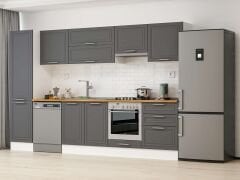 Alvinka 320X210 Cm Klasik Mebran Mutfak Dolabı Mb-E90B50S60-1 Mebran | Antrasit - Suntalam