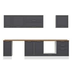 Alvinka 300X210 Cm Klasik Mebran Mutfak Dolabı Beyaz Beyaz M-E80S40S60-2 Mebran | Antrasit - Mdf