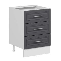 Alvinka Mutfak Modül Mbr_C Alt 3Ç Nray 60Cm Dolap Beyaz Antrasit Mdf