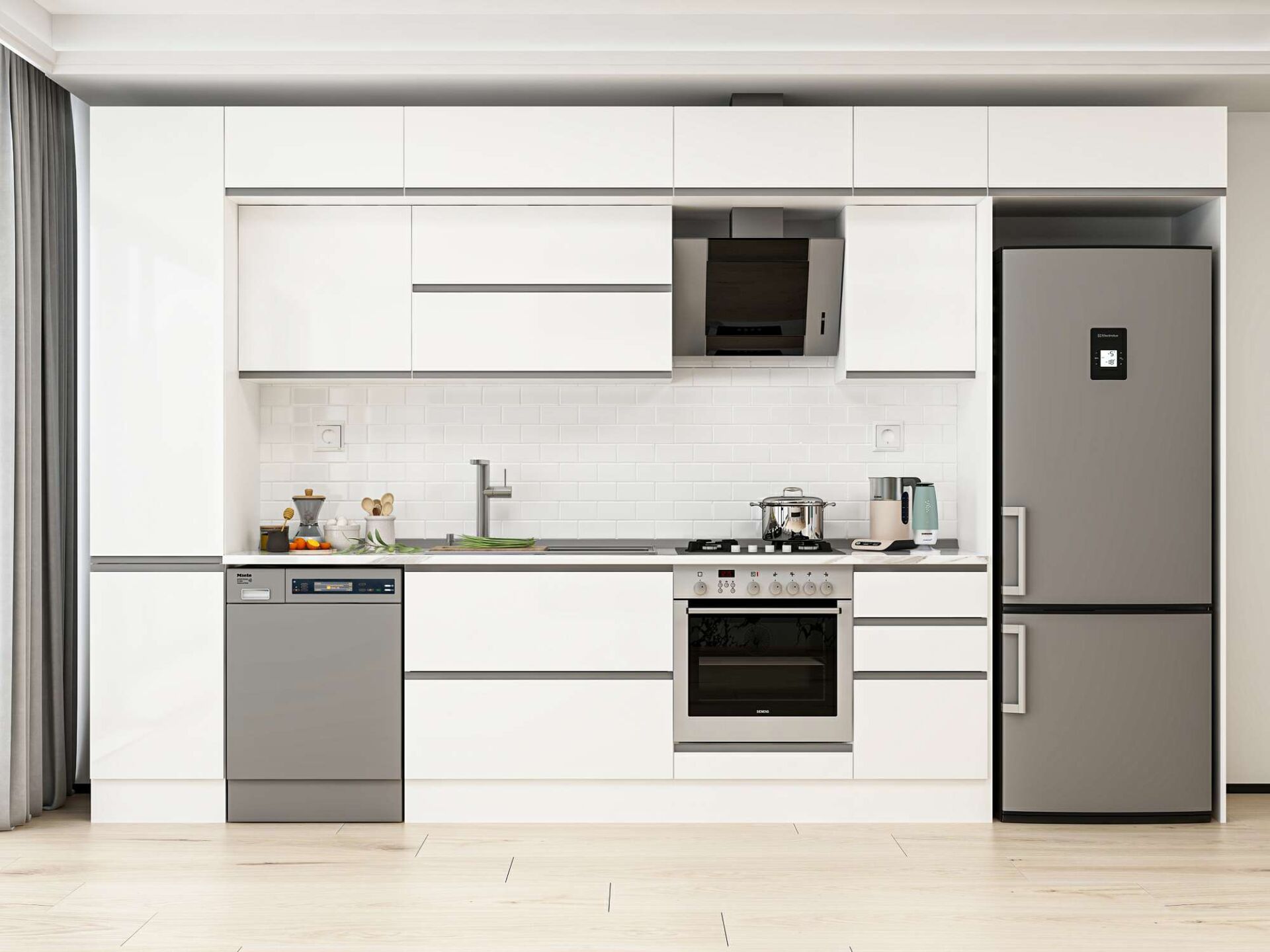 Alvinka 380X240 Cm High Gloss Mutfak Dolabı Mbb-E90B45S45-2