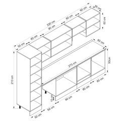 Alvinka 320X210 Cm Klasik Mebran Mutfak Dolabı Mb-E90B50S60-1 Mebran | Beyaz - Mdf