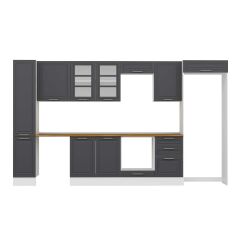 Alvinka 380X222 Cm Klasik Mebran Mutfak Dolabı Mbb-E90B40S50-3 Mebran | Antrasit - Suntalam