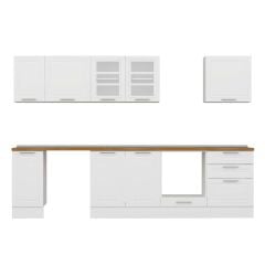 Alvinka 300X210 Cm Klasik Mebran Mutfak Dolabı Beyaz Beyaz M-E80S40S60-3 Mebran | Beyaz - Suntalam