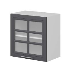 Alvinka Mutfak Modül Mbr_C Üst 1Dk1R 60-H60Cm Dolap Cam Beyaz Antrasit