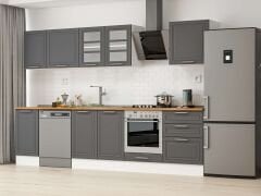 Alvinka 300X210 Cm Klasik Mebran Mutfak Dolabı Beyaz Beyaz M-E80S40S60-3 Mebran | Antrasit - Suntalam