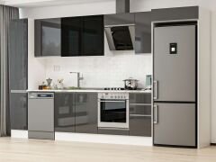 Alvinka 360X222 Cm High Gloss Mutfak Dolabı Mbb-E80B40S40-3 High Gloss | Antrasit - Mdf